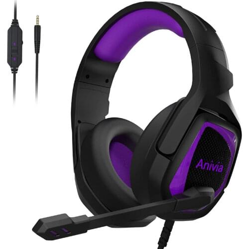 Anivia MH602 Purple 3.5mm Gaming Headset PC PS4 Xbox One Wired Over Ear Noise Cancelling Stereo Surround Headphone With Mic