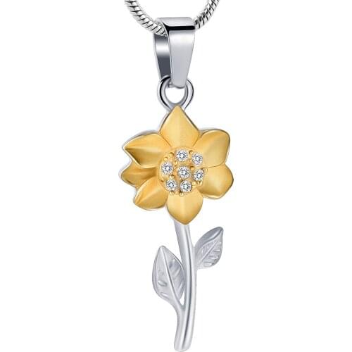 K12132 Sunflower Urn Necklace for Ashes Stainless Steel Pendant Locket Keepsake Memorial Urn Jewelry for Ashes for Women