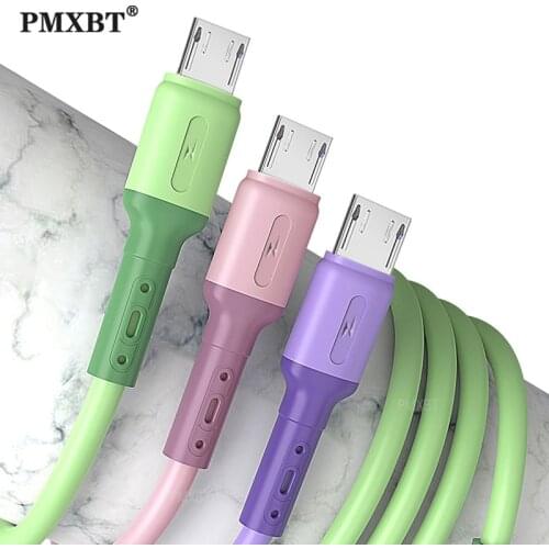 3A Micro USB Cable Fast Charging For Xiaomi Redmi Note 5 Pro Liquid Soft Silicone Phone Data Cable for Samsung S7 S6 USB Charger