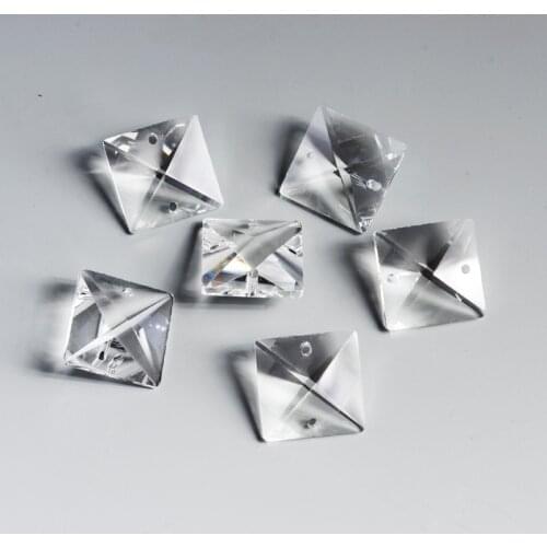 Camal 10pcs 14/16/18/20/22mm Square Loose Crystal Bead 2 Holes Chandelier Hanging Lamp Lighting Part Suncatcher Curtain Party
