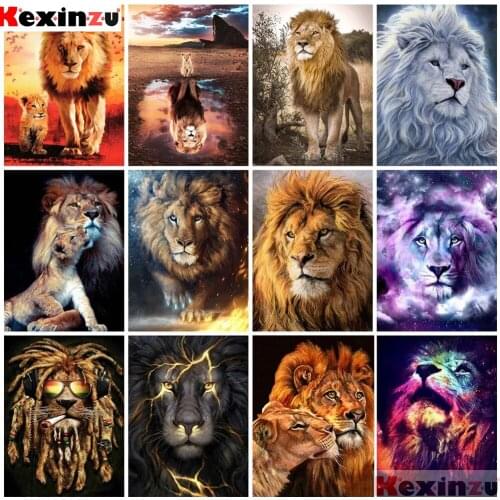 KEXINZU Diamond Painting 5D Lion Rhinestones Art Diamond Embroidery Cross Stitch Animals Handwork Hobby Gift Home Decor