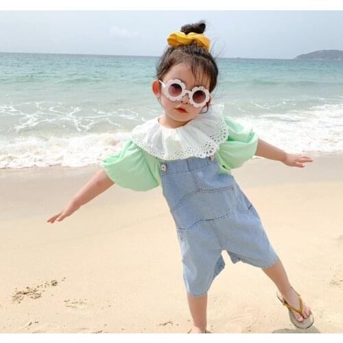80-120cm Kids Overalls Summer Boys Girls Denim Shorts Jeans Tollder Rompers Children Clothes Bebe Jumpsuit Child Clothing