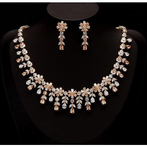 TIRIM Necklace Set for Women Wedding Luxury Hyperbole Jewelry Sets Engagement Charm Accessories Color Cubic Zircon Romantic