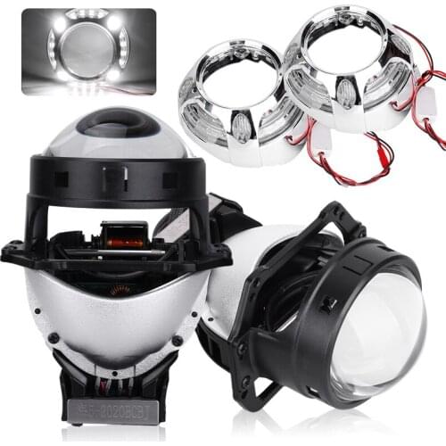3.0 Inch Bi-LED Headlight Projector Lenses H4 H7 HB3 HB4 9005 9006 30000LM High Bright Projector Lens Lighting Angel Eyes Shroud