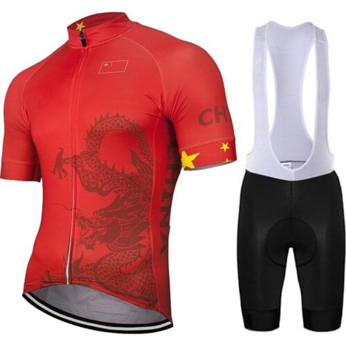Men 2021 Outdoor Cycling Bib Shorts Jersey Kit Bike Mountain Race Bicycle Wear Red Racing Clothing 9D Gel Breathable Customized