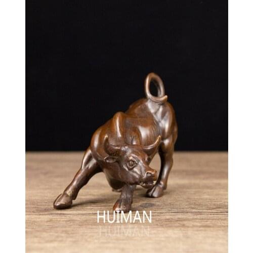 Wall Street Bronze Fengshui Wealth Fierce Bull OX Statue Metal Crafts Family Decorations