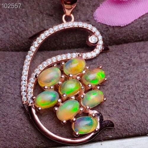 New Fashion Design 100% Natural Pink Opal pendants 925 sterling silver jewellery Luxury Opal necklace pendan