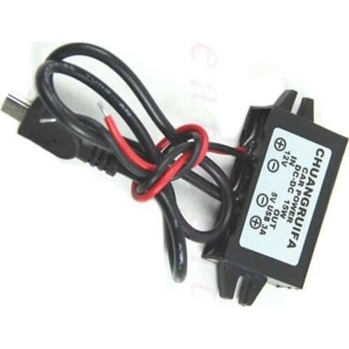 OOTDTY x DC 12V to 5V 3A 15W Waterproof DC Converter Mini USB