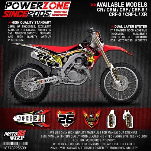 PowerZone Custom Team Graphics Backgrounds Decals 3M Stickers Kit For HONDA CRF250R 2014-2017 CRF450R 2013-2016 091
