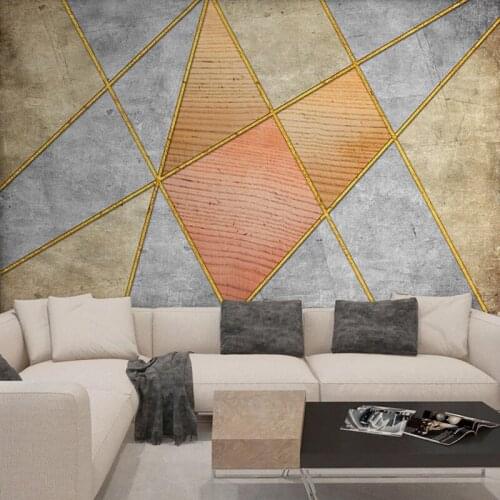 Custom Mural Modern Minimalist Abstract Geometric Gold Lines Retro Photo Wall Painting Living Room Sofa TV Background Wallpaper