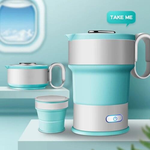 220V Portable Electric Kettle Folding Travel Silicone Kettle Camping Water Boiler Tea Kettle Home Automatic Power Off Kettle