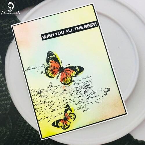 Alinacutle CLEAR STAMPS Letters Butterfly Background DIY Scrapbooking Card Album Paper Craft Rubber Transparent Silicon Stamps