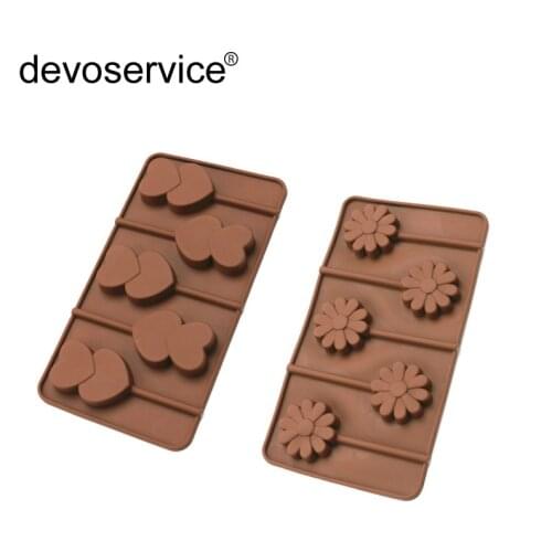 Sunflower Silicone Lollipop Mold Love Chocolate Lollipops Hand-turned Candy Molds Decorating Cake Baking Tool Kitchen Tools