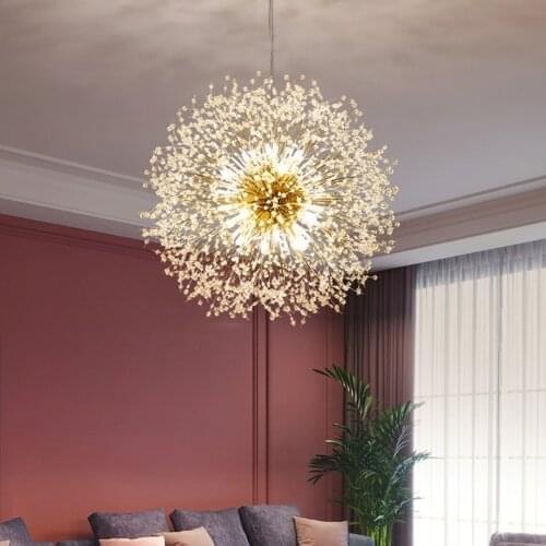 Nordic Crystal Decorative Dandelion LED Chandeliers for Living Room Study Dining Room Bedroom and Kitchen