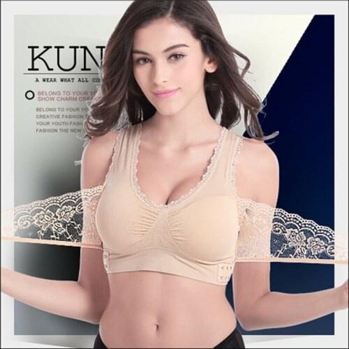 Sports Bra Lingerie Lace Solid Color Cross Side Closure Without Rims Gathered Sports Push Up Underwear Sleep Bra