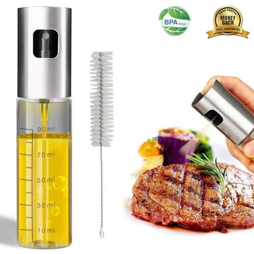 100ml Glass Olive Oil Sprayer Empty Bottle Oil Dispenser with cleaning brush for Cooking Salad Picnic BBQ Kitchen Baking tools