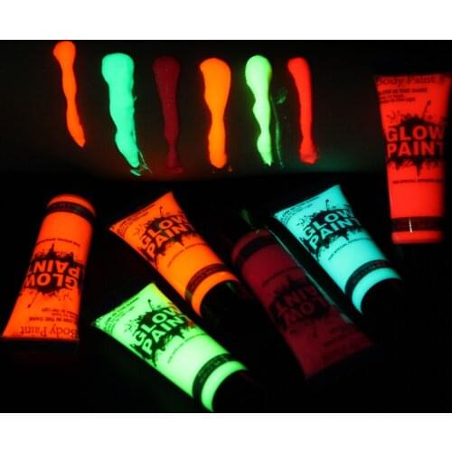 6 Colors UV Glow Neon Blacklight Fluorescent Face Body Fabric Paints For Kids Children Adults Halloween Costume Makeup Party