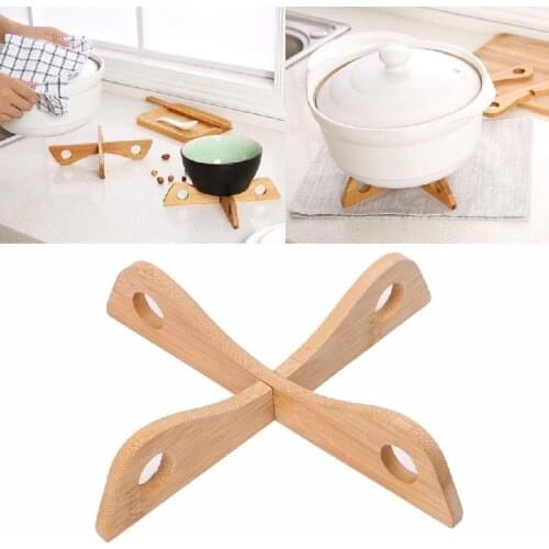 VFGTERTE 1Pc Bamboo Heat Resistant Pan Mat Removable Pot Holder Kitchen Cooking Tool