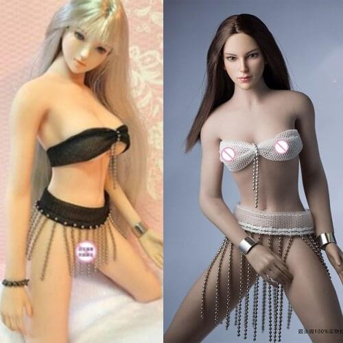 1/6 Scale Female White Underwear Bikini Clothing & Fringed Skirt CJG-WN03 Set Fit 12'' Seamless Body New In Stock