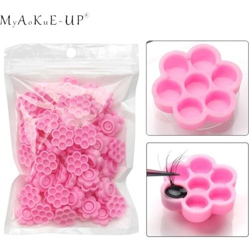 100 Pcs Grafting eyelash pink delay cup Eye Lashes Glue Holder Blossom delay cups Eyelash Extension women Makeup Tools