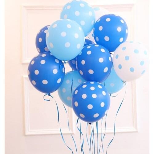 20pcs Dot balloons birthday party wedding 12 inch white light blue latex balloon Air Balls Inflatable Helium party balloons