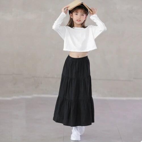 2021 Spring Girls Long Skirt Princess Party Clothes School Skirts Autumn Summer High Waist A-Line Student Children Teen Clothing