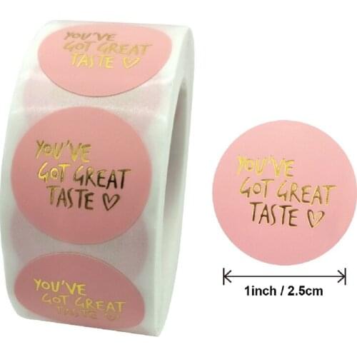 5 Designs Pink Black Business Label Stickers Paper "You've got great taste" for Baking Packaging Seal Labels Stationery Stickers