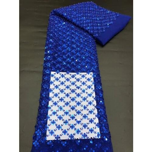 5yards/pc) High quality beaded African tulle lace embroidered French net lace with sequins and beads for wedding party FZZ123