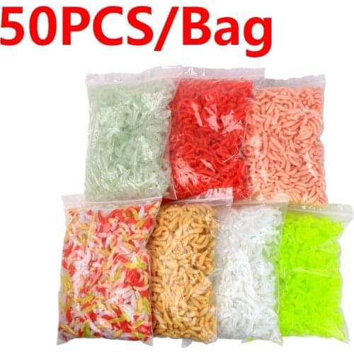 50pcs Soft Fishing Lure Soft Bait 20mm/0.3g Fish SwimBait Plastic Worm Bait Soft Lures Artificial Lures Fishing Tackle