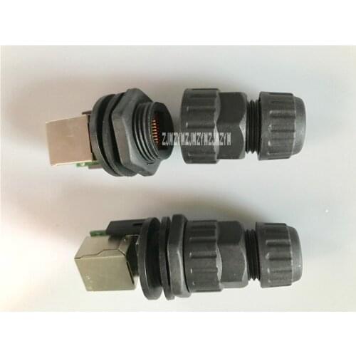50 pcs\lot RJ45-M19 Female Socket Panel Mount Waterproof Wire IP68 Connectors Double Mesh Port Female Socket + Waterproof Male
