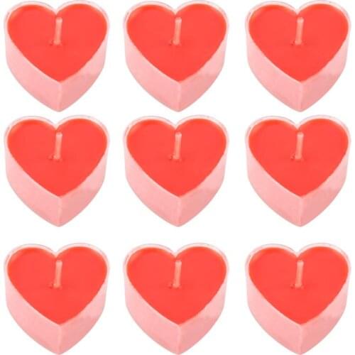 9Pcs Gift Candles Heart Shaped Red Candle Romantic Love Wedding Party Dinner Sweet Tealights Candle Christmas Xmas Home Decor