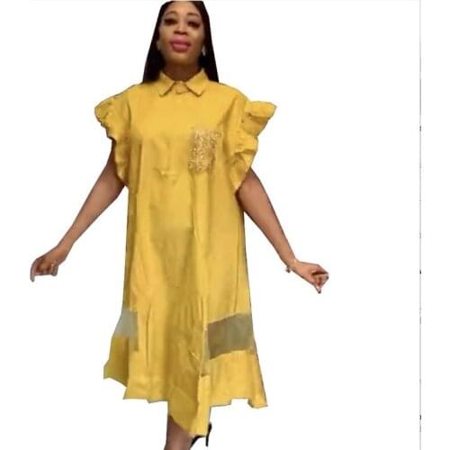 African Dresses For Women 2021 Cotton Nail Bead Robe Femme African Clothes Africa Dress Dashiki Ankara Plus Size Africa Clothing