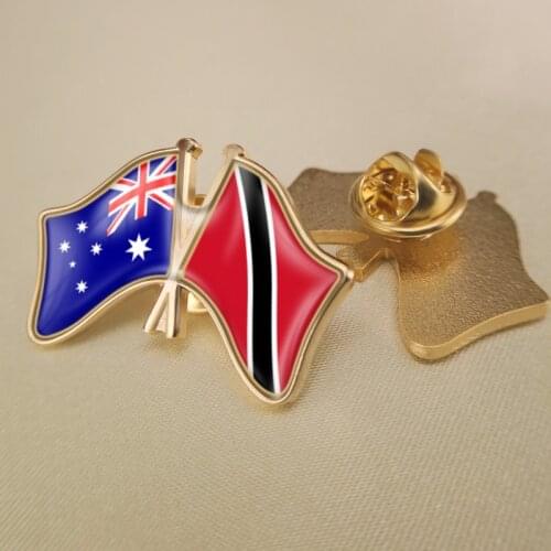 Australia and Trinidad and Tobago Crossed/Double/Friendship Flags Lapel Pins/Brooch/Badges