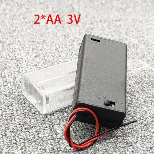 2 AA 3V Battery Case Holder Storage Box Base Socket With Wires,Switch and Cover, Battery Holder