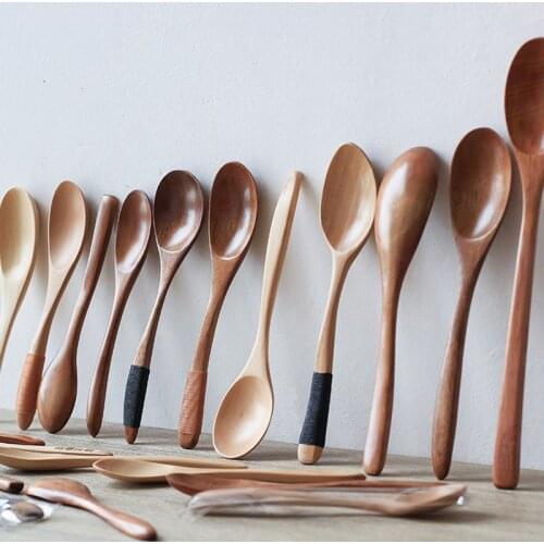 Wood spoon Japanese tableware spoon mini honey childrens small spoon medicine spoon kitchen accessories coffee spoons