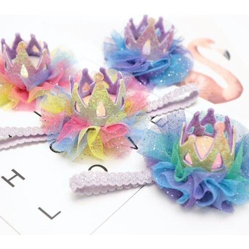 Baby Lace Flower Crown Headband Colorful Lovely Children Kids Birthday Gift Hair Band Photo Prop Hair clip Hair Accessories