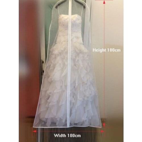 Double Soft Tulle Dust Cover with Zipper for Wedding Bridal Dress Evening Robe Protect Case Length 180cm FC96