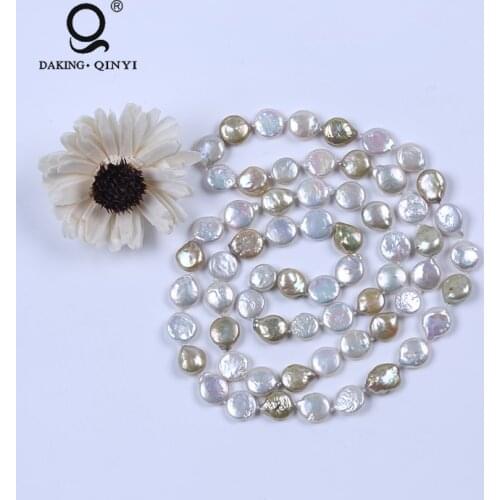 Hot selling wholesale coin shape freshwater pearl necklace jewelry for party