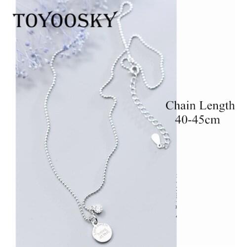 Personality 100% 925 Sterling Silver Coin Shape Pendant Necklace Love Always Being At Last Letters Jewelry