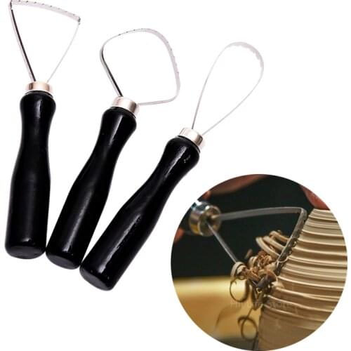 Pottery Tools 3pcs/set of Large Single-head Ring Trimming Knife with Serrated Sculpture Scraping Texture Making Tool
