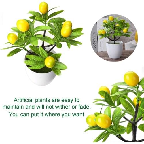 Potted Artificial Lemon Tree Ornaments Plastic Small Simulated Kumquat Tree Home Decoration Craft Artificial Plants