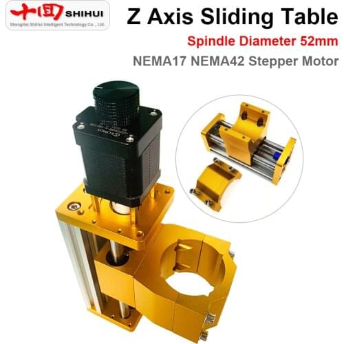 Engraving Machine Z Axis CNC Kit Aluminum Z Axis Sliding Table 300W/500W Spindle Bore 52mm Matching Nema17 NEMA 42 Stepper Motor