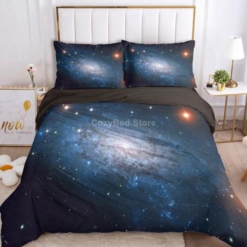 Galaxy Milky Way Stars Bedding Set Modern 3d Duvet Cover Set Comforter Bed Linen Twin Queen King Single Size Luxury Cool Gift