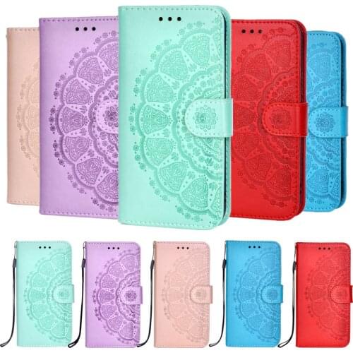 Leather Case for Motorola Moto G Power Stylus 2021 E7 G30 G9 Play Edge Plus Mandala Emboss Wallet Cover Card Holder Phone Bag