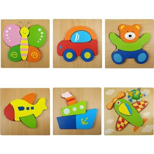 Colorful Cartoon Wooden Puzzle 3D Popular Toys Creative Learning Education Jigsaw Puzzles Game Wooden Toys For Children