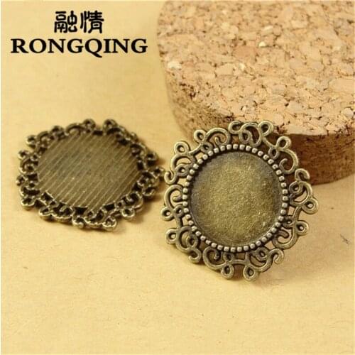RONGQING 50pcs/lot Circular wave Retro Tray DIY Accessories wholesale Craft 14MM