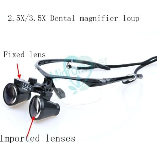 2.5X/3.5X Dental Magnification Loupe Surgical Magnifier Dentist Operation Loupe Lamp
