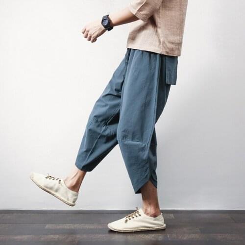 Chinese Style Ankle-Length Cotton Linen Pants Men Trousers Jogger Men XXXL Sweatpants Streetwear