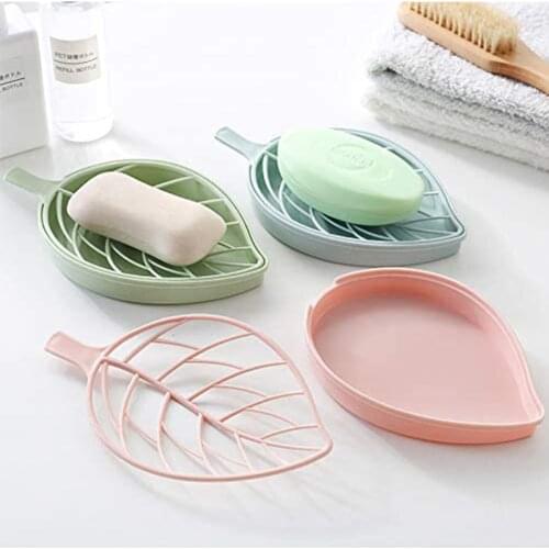 Soap Dishes Bathroom Leaf Shaped Shower Soap Holder Box Draining Tray Soap Dish For Shower Kitchen Dispenser Portable Soap Rack