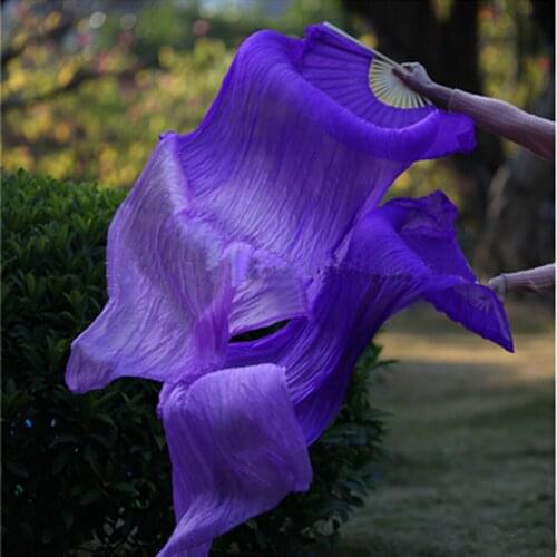 New-dyed 100% Silk Belly Dance Fans Purple/light-Purple 2pcs/pair Left+Right Hot-Sale 180*90 cm Fast delivery